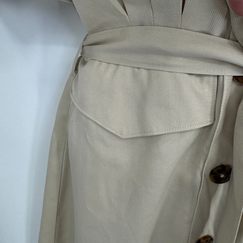 Scotch & Soda Utility Button Front Dress Womens S Khaki Tan Tencel Belt Pockets - Picture 10 of 13